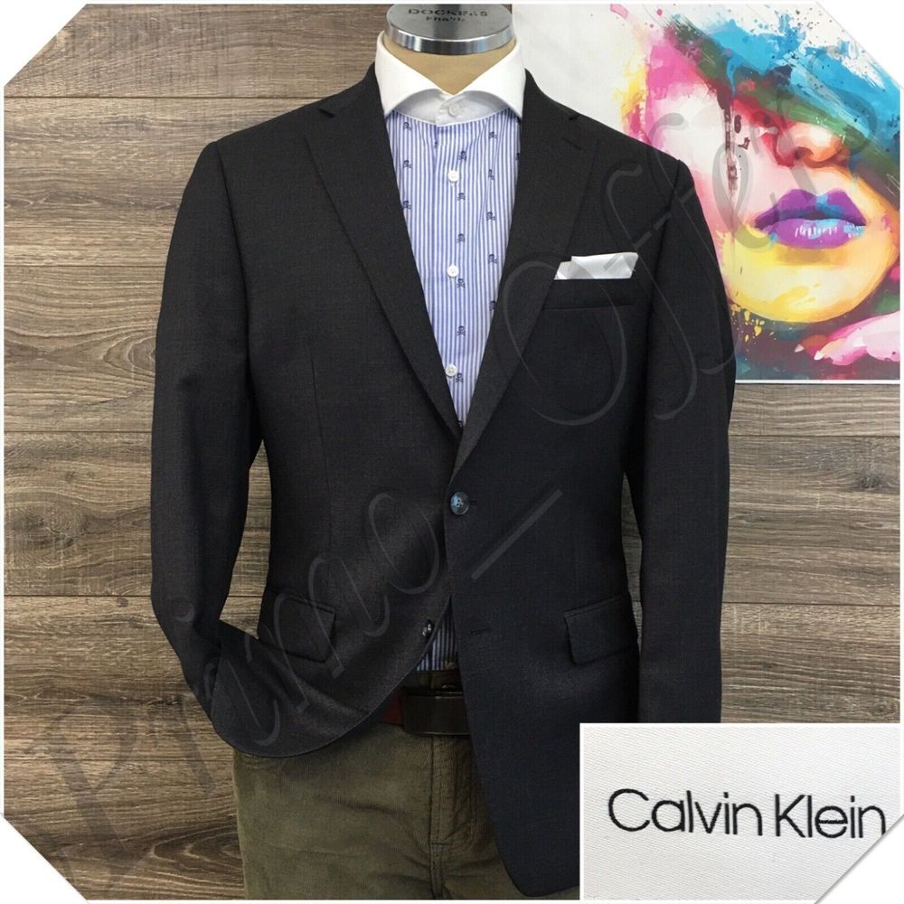 CALVIN KLEIN Mens Blazer Sport Coat Casual Jacket Size 40R Two Button Wool Suit